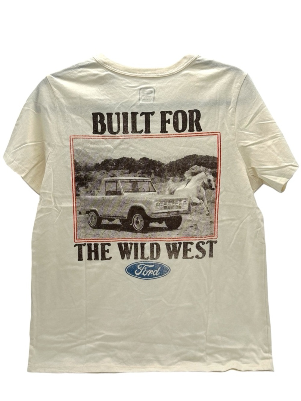 NWT, Ford Cream Short-Sleeve Graphic Tee with Wild West Truck Print